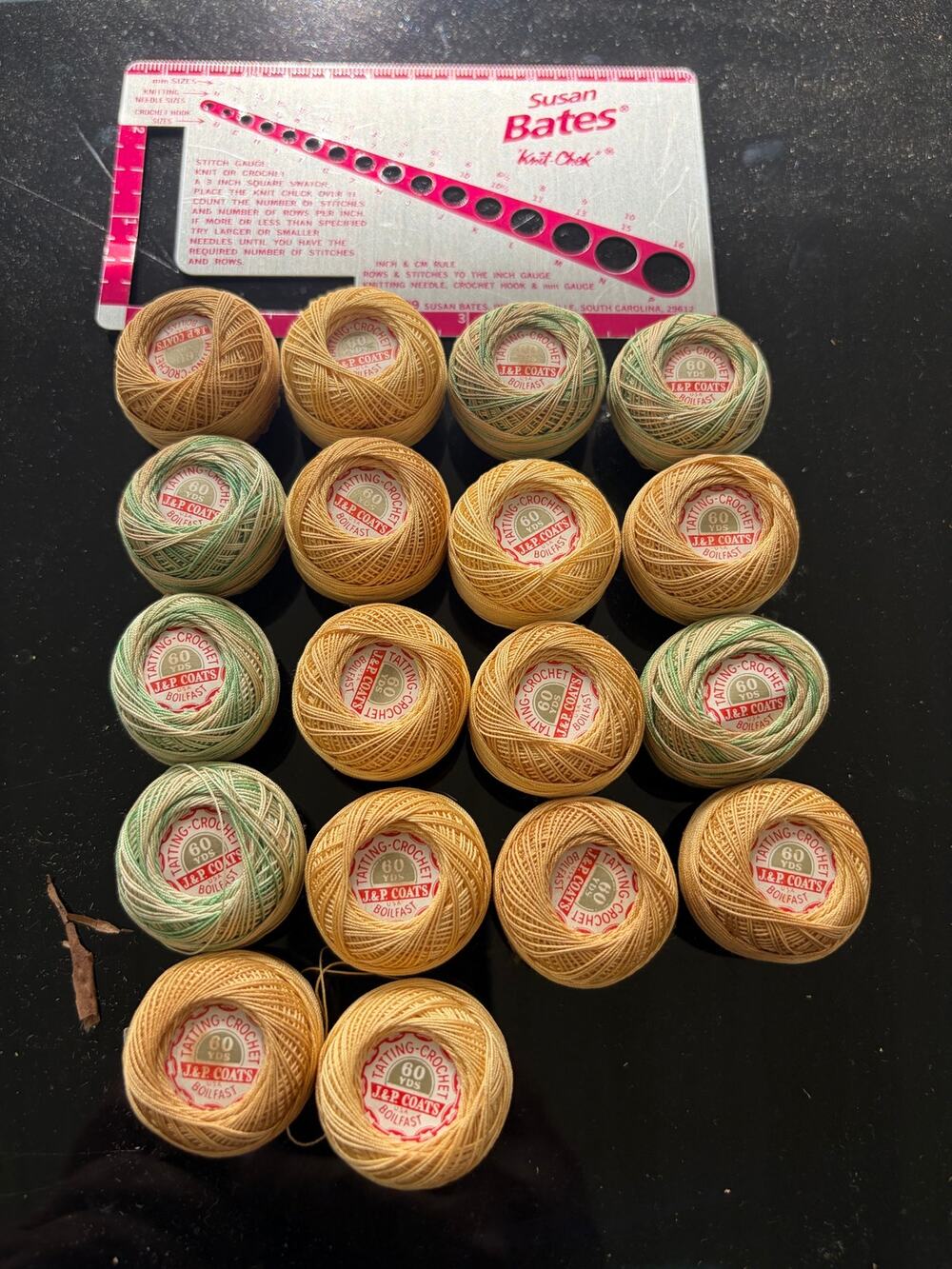 Vintage J&P. Coats Tatting Thread 18 mixed colors- 60 yards- with knit check